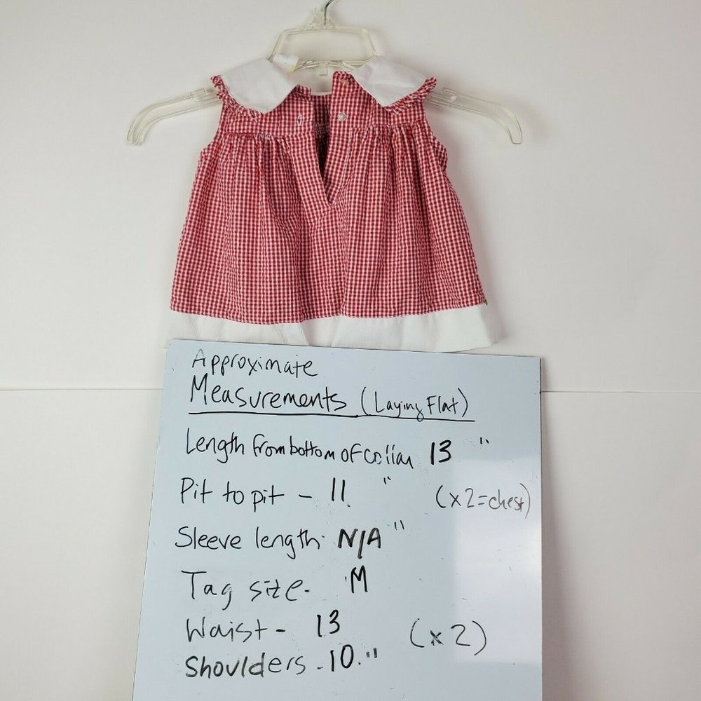 VTG Baby Dress Red Plaid Sleeveless Lady Bug 6-9M - Picture 3 of 6